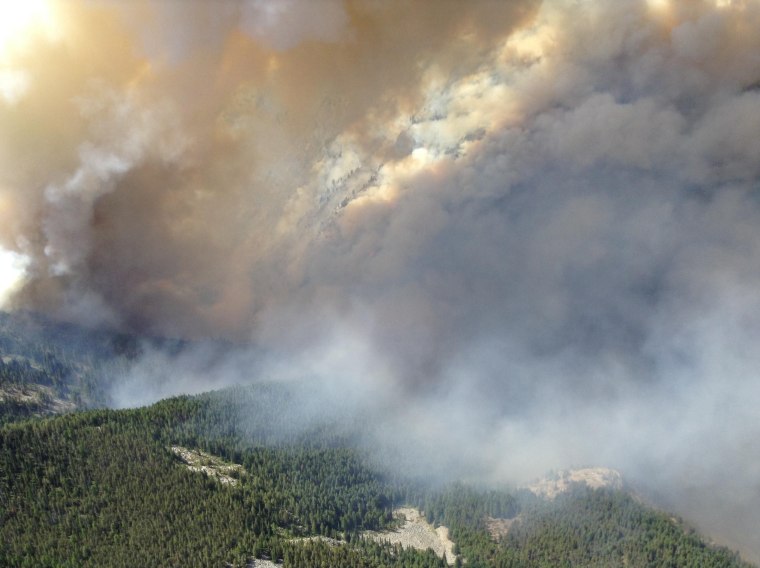 Image: Smoke rises from the TePee Springs fire in the Payette National Forest near Riggins, Idaho