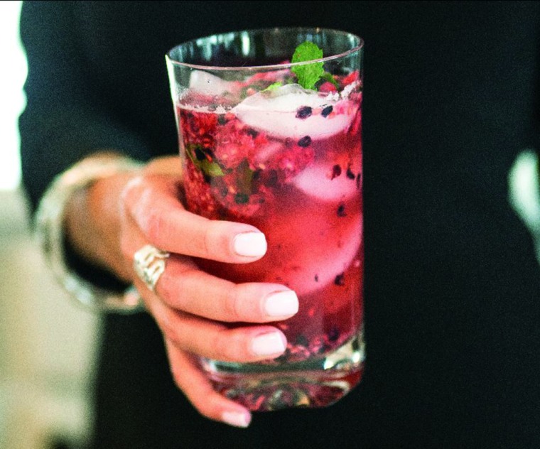 Yvette Marquez-Sharpnack and Vianney Rodriguez’s “Berry Mojito” cocktail, one of the recipes in their new book, “Latin Twist.”