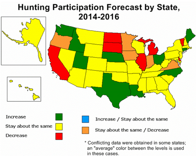 Map forecasting U.S. hunting participation