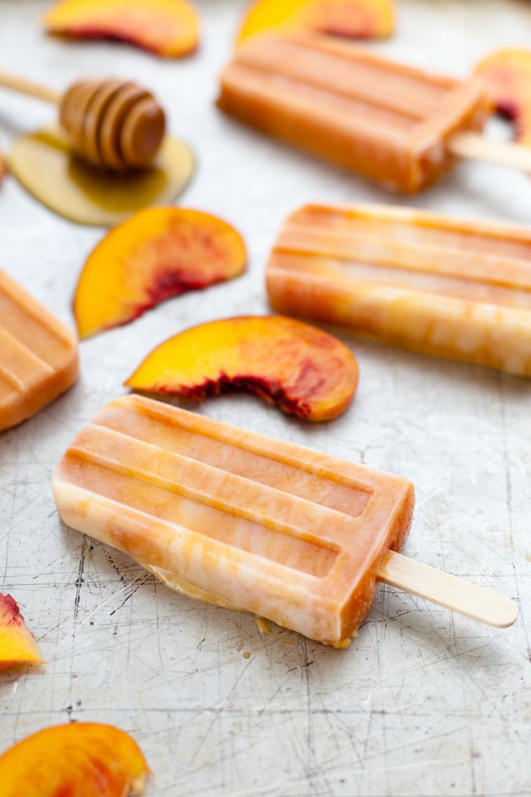 Roasted Peaches and Cream Popsicles recipe