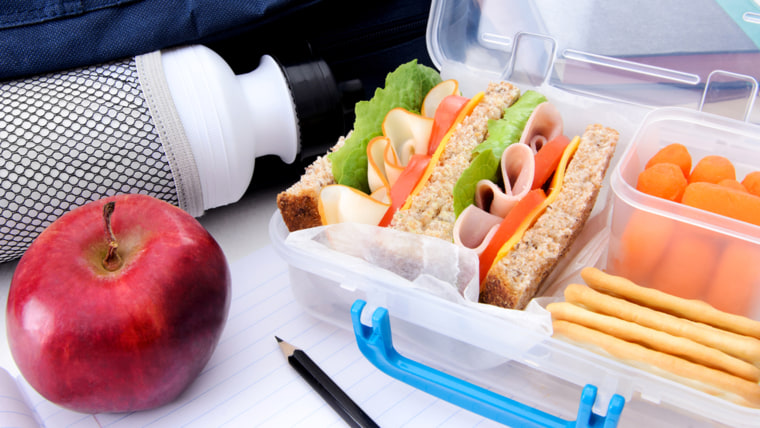 School bag, healthy lunch box