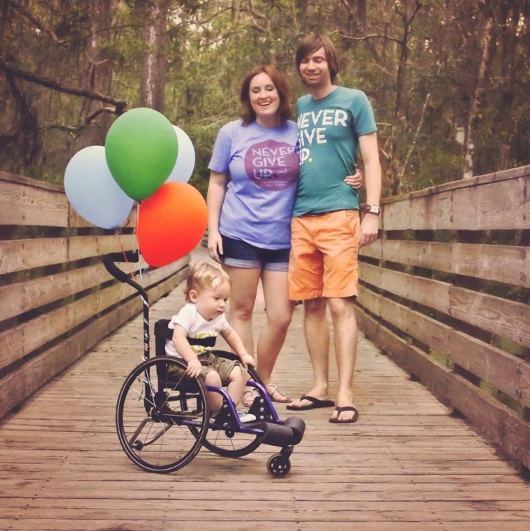 Katie Myers with her husband and son, Kaden