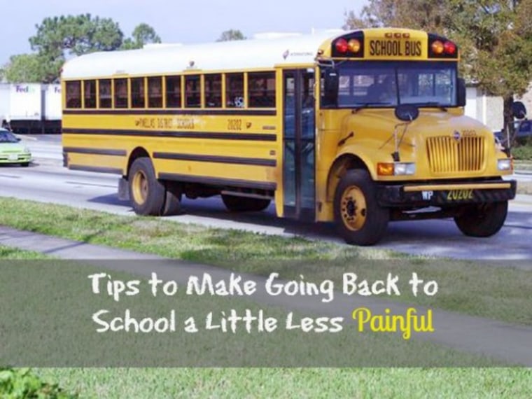 School bus photo with message about making the return to school less painful