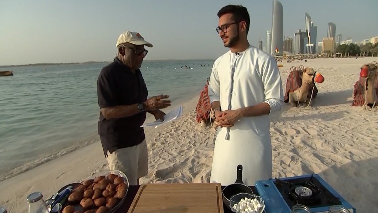 Al Roker with Bader Najeeb in Abu Dhabi.