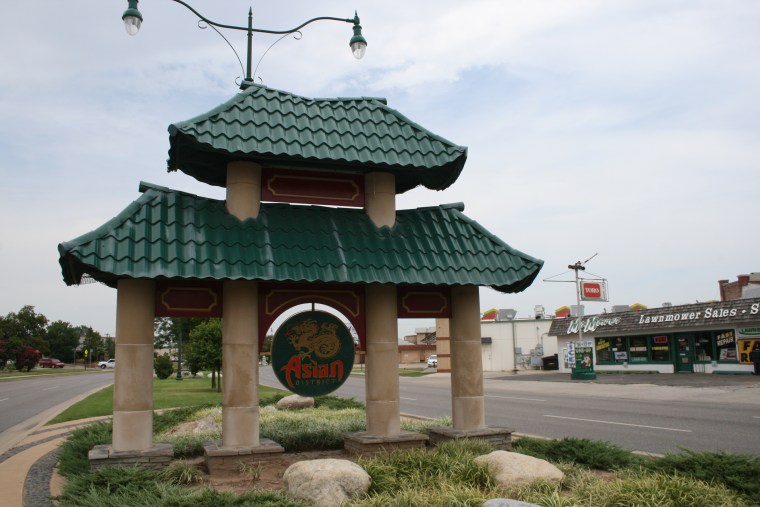 A sign welcomes visitors to Oklahoma City's Asian District.