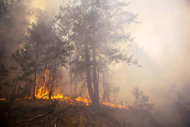 Image: A wildfire burns outside Okanogan, Wash.