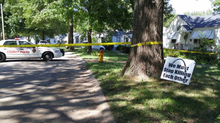 Image: The St. Louis County Police Department posted a photo on Twitter of the crime scene where a child was fatally shot.