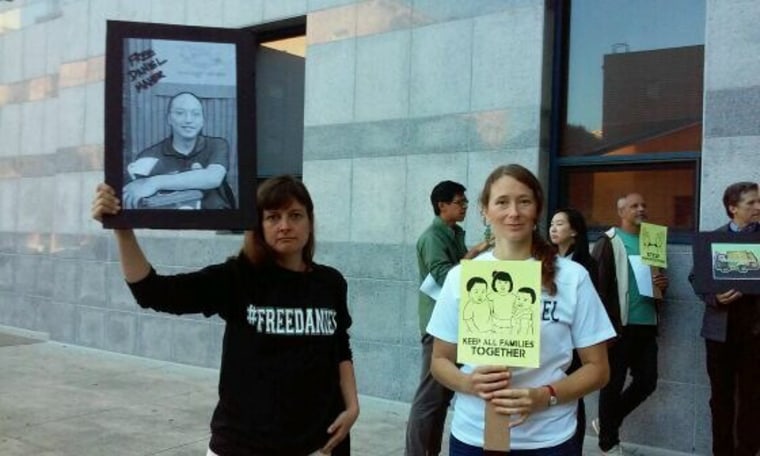 Maher's co-workers protested at ICE headquarters in San Francisco on Aug. 12. Community pressure helped bring about Maher's release.