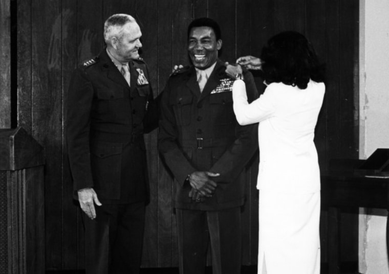 IMAGE: Then-Brig. Gen. Frank E. Petersen receives his bars in 1979