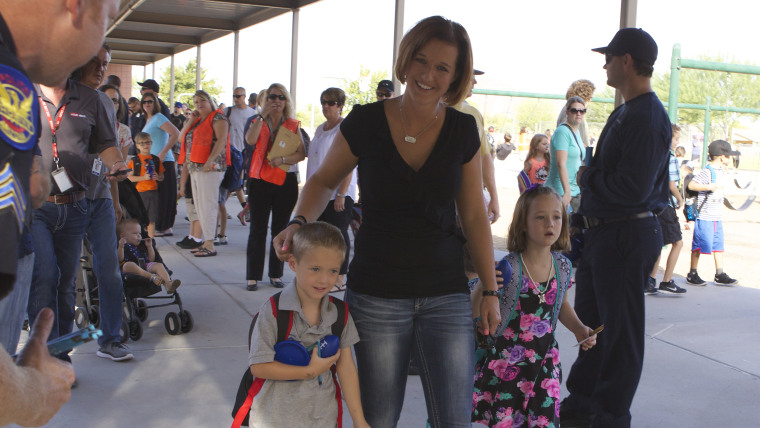 Kaylee and Kody Murphy got a special welcome on the first day of school