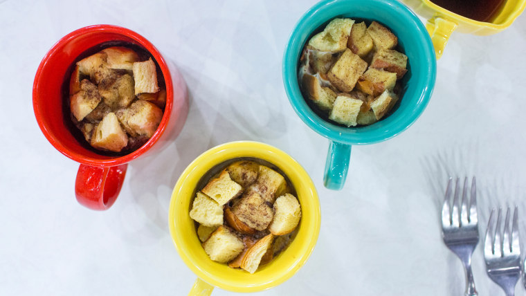 Food hacks for breakfast, lunch and a snack from Katie Quinn, French toast in a mug