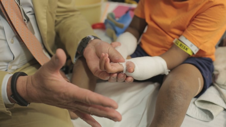 Close-up of Zion's hands.