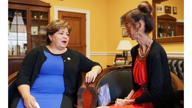 Congresswoman Linda Sanchez and Lizzie Velasquez meet on Capitol Hill to discuss the first federal anti-bullying bill, the Safe Schools Improvement Act, in “A Brave Heart: The Lizzie Velasquez Story.”