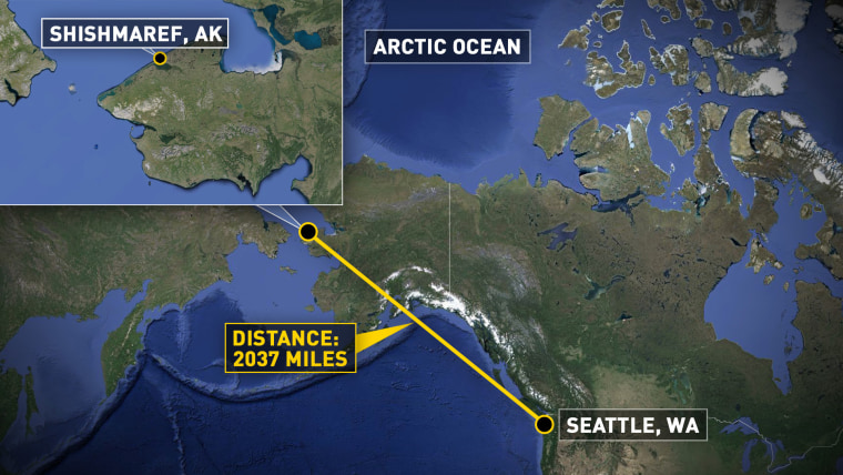 Image: A map shows the location of Shishmarek, Alaska.