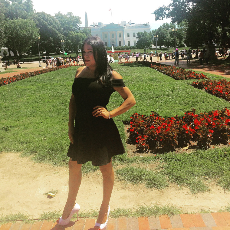 Jennicet Gutierrez in front of The White House on the night she confronted the President, June 24, 2015.