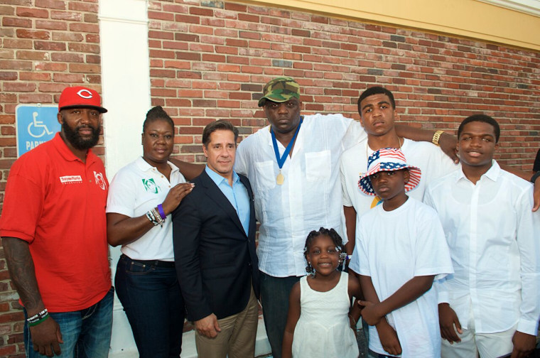 Addonis Parker with Trayvon martin's parents and MDCPS Superindent Alberto Carvalho.