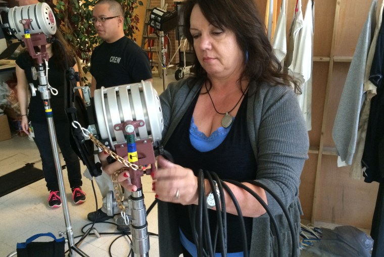 Rachel Crump, a student at Georgia Film Institute, attends a class on grip and lighting.