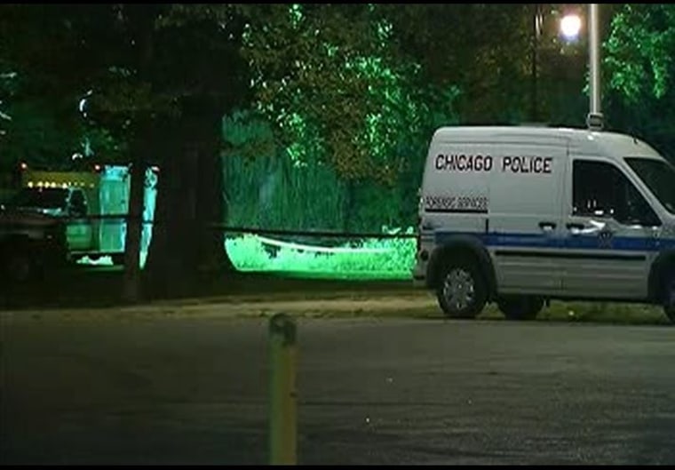 Image: Police attend investigations in Garfield Park, Chicago, after a child's remains were found.