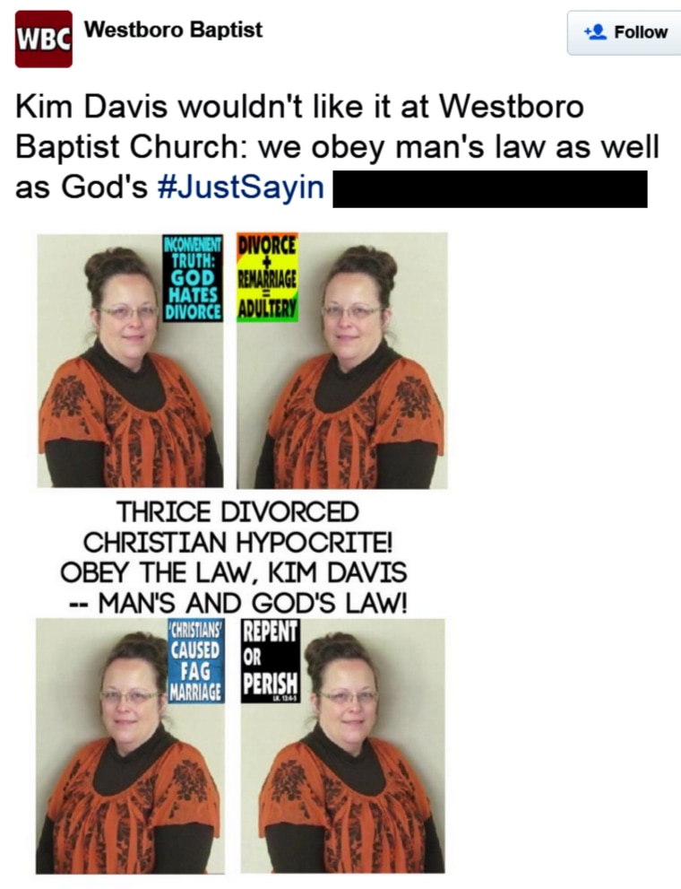 Gay Hating Westboro Church Protests Ky Clerk Who Denied Same Sex Marriages