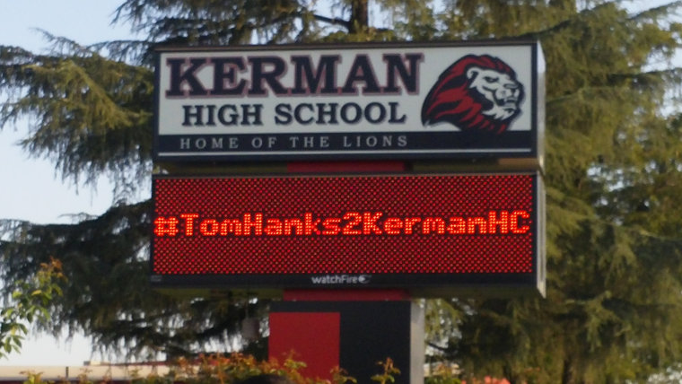 Using the hashtag #TomHanks2KermanHC, Kerman High School's social-media campaign to try to convince Tom Hanks to visit for homecoming festivities yielded a response from the actor Aug. 31 on Twitter.