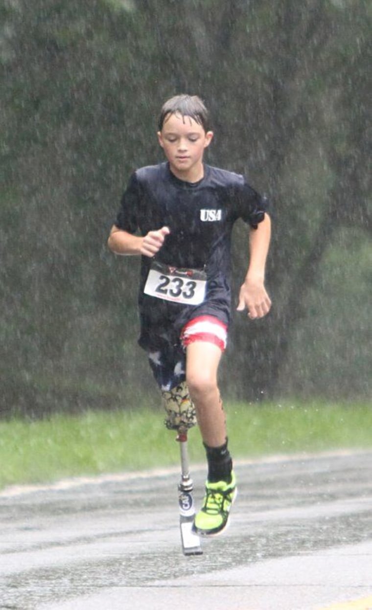 Ben Baltz running in the Freedom Springs Triathlon in July 2013.