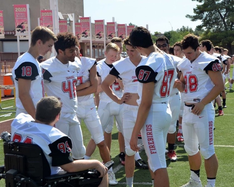 Chaparral High School football players in Scottsdale, Arizona.