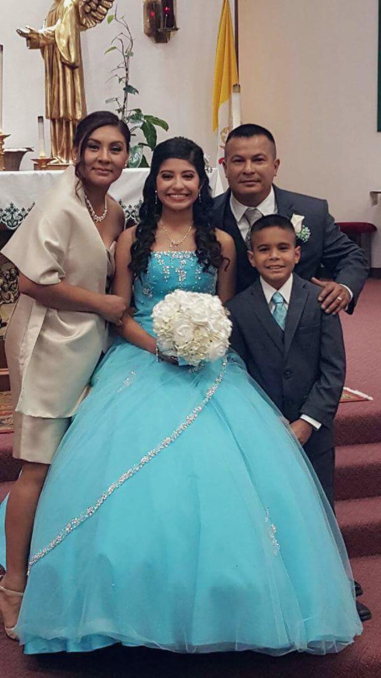 Jasmine and her family at her quinceanera.