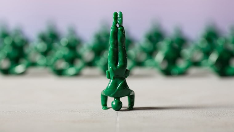 Yoga Joes: the classic green army men doing yoga