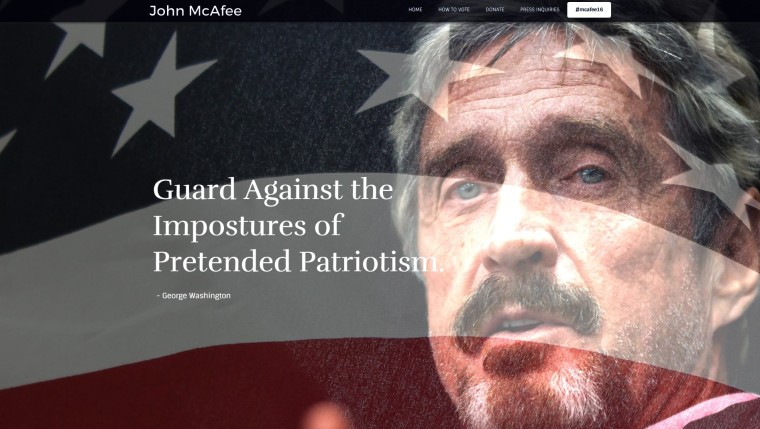 Image: McAfee for President 2016 website