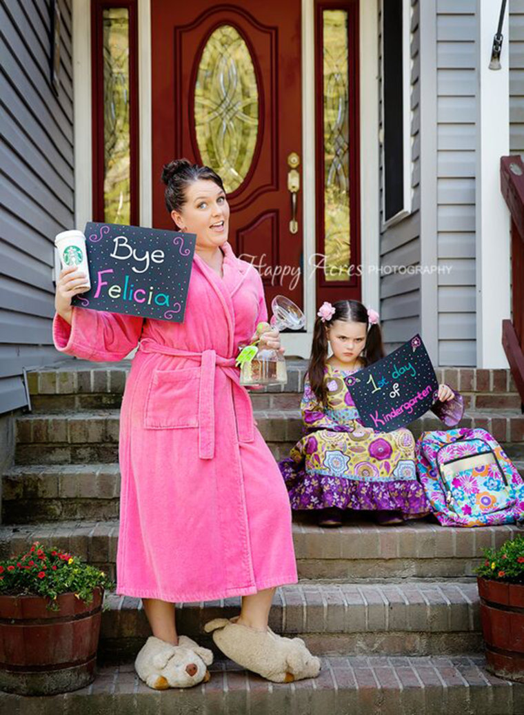 Hilarious Mom Steals The Show In Daughter's First Day Of School Photo