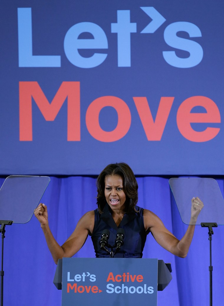 Michelle Obama And Star Athletes Visit Washington DC Elementary School