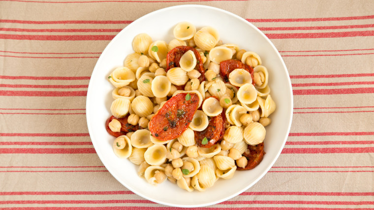 Orecchiette with Herb-Roasted Tomatoes and Chickpeas recipe