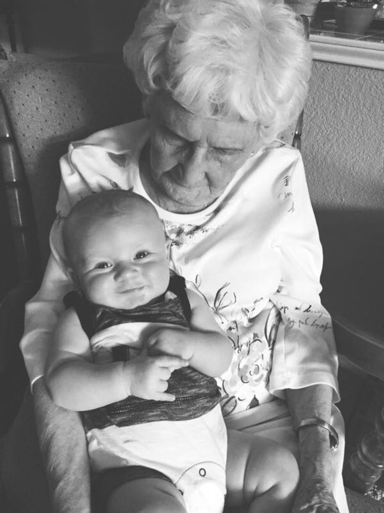 Lewis Fletcher and his 96-year-old great-great-grandmother, Gigi. Lewis is named after her father.