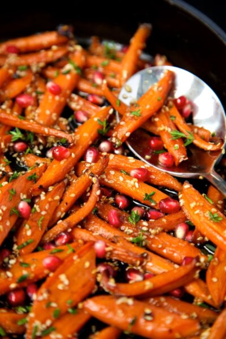 Honey Maple Roasted Carrots with Pomegranate