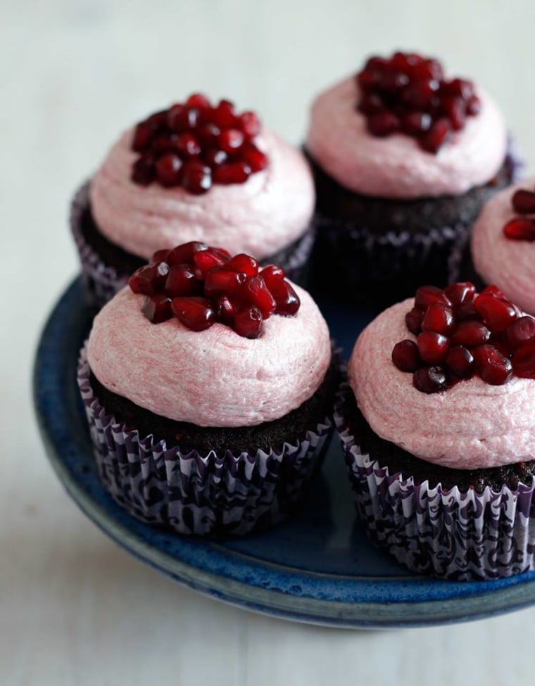 Chocolate Pomegranate Cupcakes