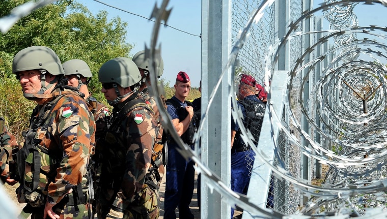 Image: Razor-wire fence at Serbia-Hungary border