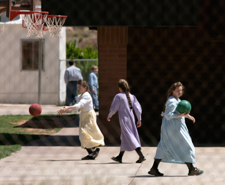Image: Girls play separately from the boys at a private school