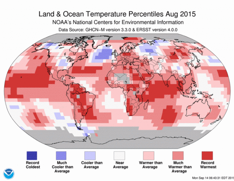 Image: Map of land and ocean temperatures