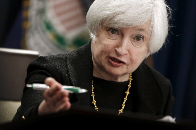 Image: Yellen holds a news conference following the Federal Open Market Committee meeting in Washington