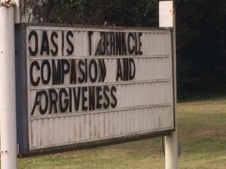 Oasis Tabernacle in Selma, Alabama, where a man allegedly shot his girlfriend, his infant son and a pastor during a church service.