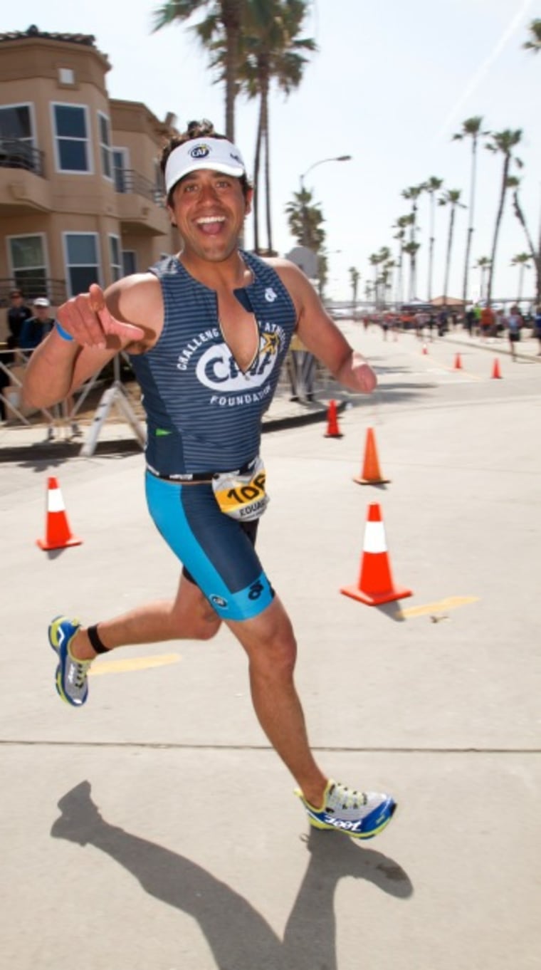 Finishing the Ironman triathlon.