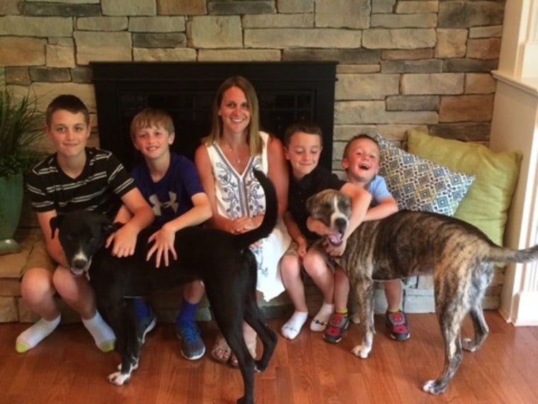Mom with four kids and two dogs