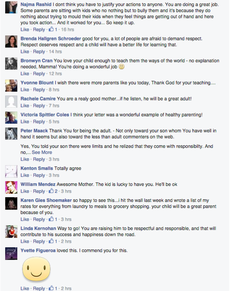 Moms take the side of the mother who publicly called out her son on Facebook.