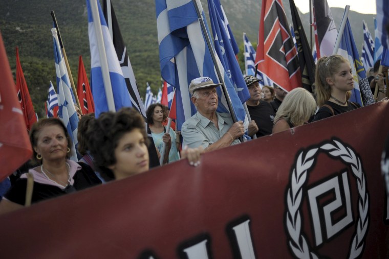 Image: Golden Dawn supporters attend a ceremony in Thermopylae