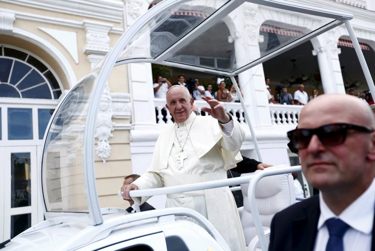 Image: Pope Francis waves in Santiago de Cuba