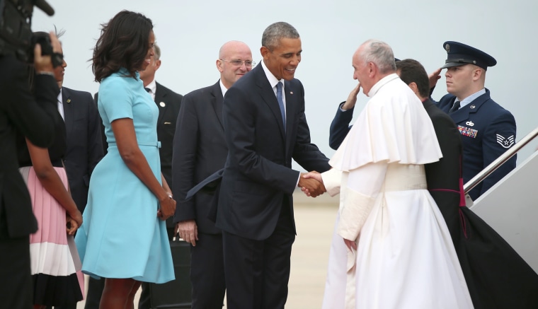 Image: Barack Obama, Michelle Obama, Pope Francis