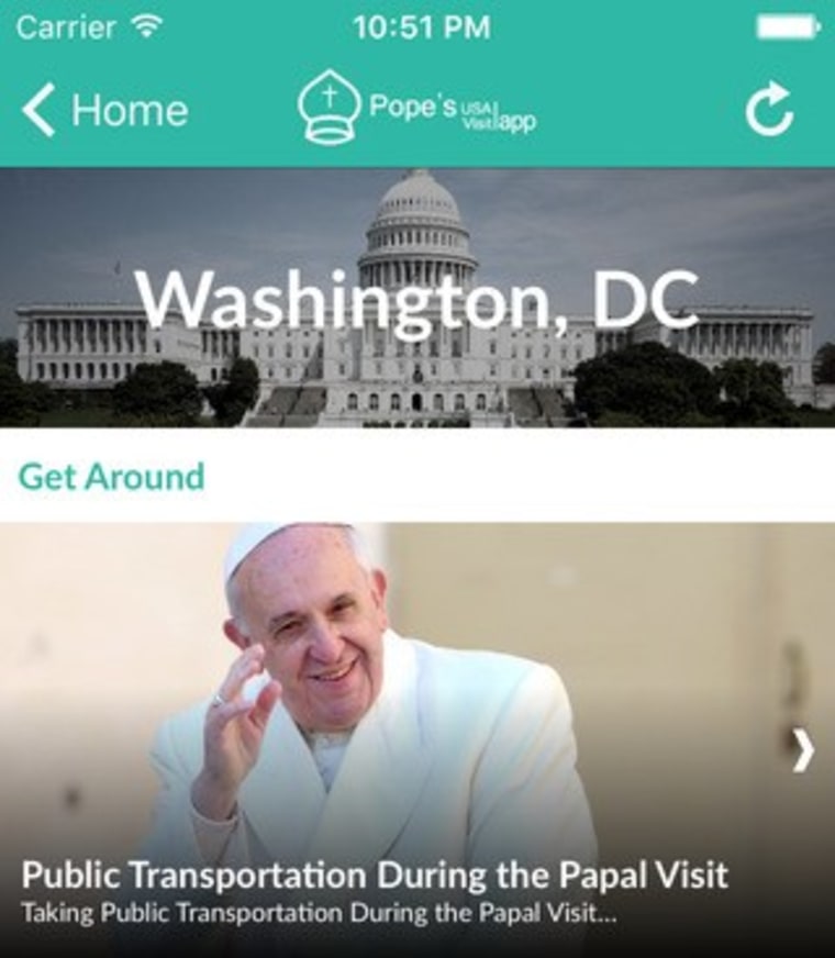 Image: Pope's USA Visit app