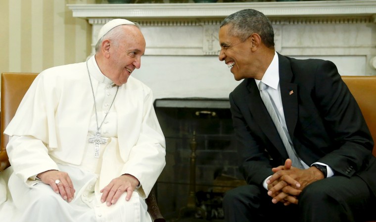 Image: U.S. President Obama meets with Pope Francis in the Oval Office of  the White House in Washington