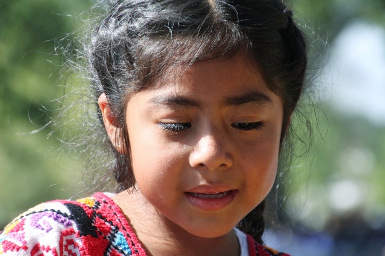 Sofia Cruz, 5, came from Los Angeles with her family and others from her church to give Pope Francis a message – to advocate for immigrants in the U.S.  She got her wish, as she was able to approach the pontiff, who blessed her and took the letter she wrote.