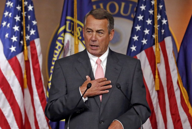 Image: U.S. Speaker of the House John Boehner publicly announces his resignation as Speaker and from the U.S. Congress at a news conference at the U.S. Capitol in Washington